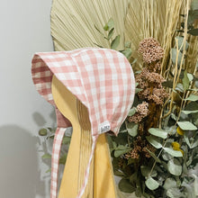 Load image into Gallery viewer, Bonnet - Blush Pink + White Gingham
